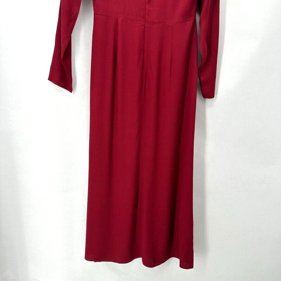 Reformation Celeste Dress Womens 4 Sheath Tulip Slit Midi Red Draped Glam City - Picture 8 of 12